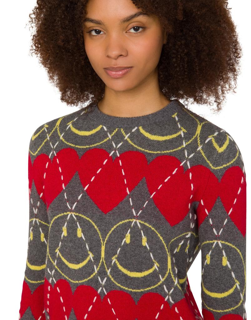 MOSCHINO Smiley Blended Knit Grey