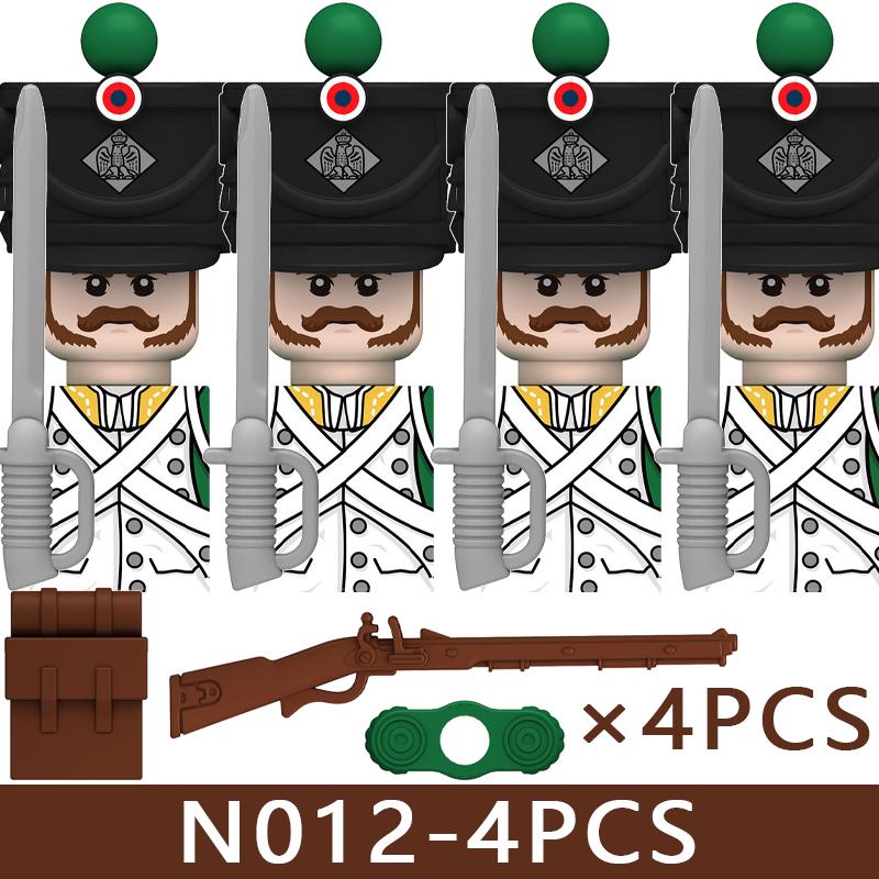 4pcs Medieval Castle Knight Building Blocks MIlitary Napoleon Soldier Figures War Army Legion Accessories Imperial Navy Bricks Toys