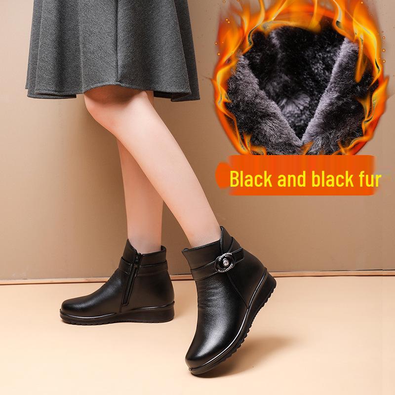 

Мамины хлопковые туфли: Нескользящие, с плюшевой подкладкой, теплые полусапожки для женщин среднего и пожилого возраста, идеально подходят для осени и зимы 36