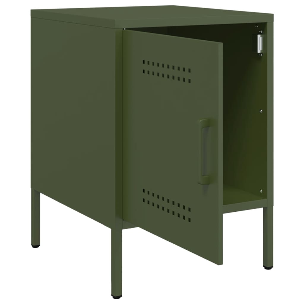 Nightstand Olive Green 36 X 39 X 50.5 Cm Steel