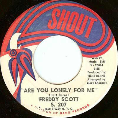 7inch Record FREDDIE SCOTT - Are You Lonely For Me / Where Were  S20015 Shout 1966 US Soul/Funk Used