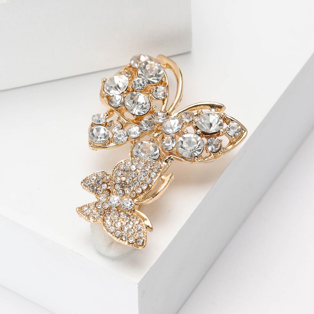 Fashion Alloy Rhinestone Butterfly Brooch Temperament Simple Women'S Suit Dress Corsage Jewelry Pin