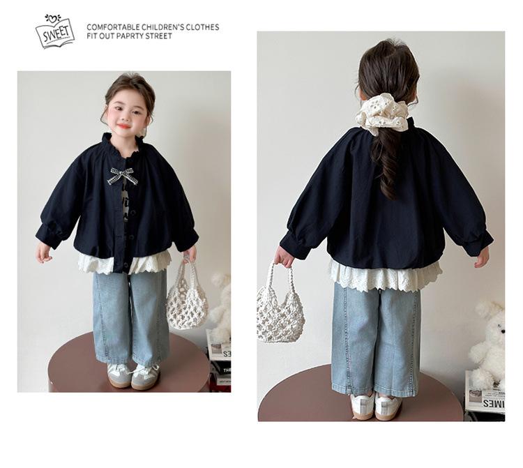 Girls' Korean Style Jacket with Bow - 2025 Spring/Autumn Lightweight Fashion Top