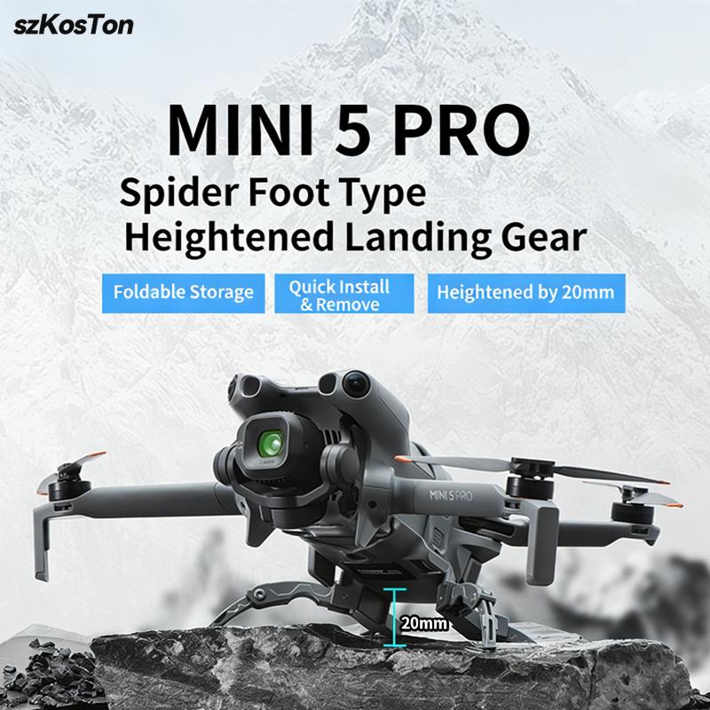 Foldable Landing Gear for DJI Mini 5 Pro Drone Lightweight Height Extended Leg Protector for Mini 5 Pro Quick Release Accessory