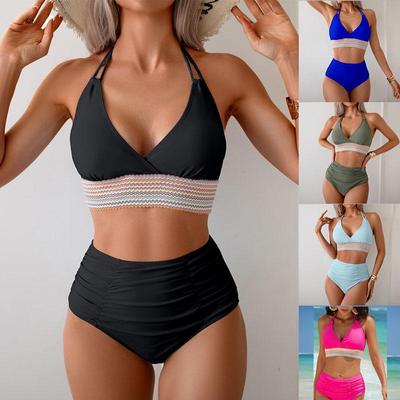 Women'S Sexy Push Up Swimsuits Two-Piece Bikini Set Halter Backless Swimming Suit