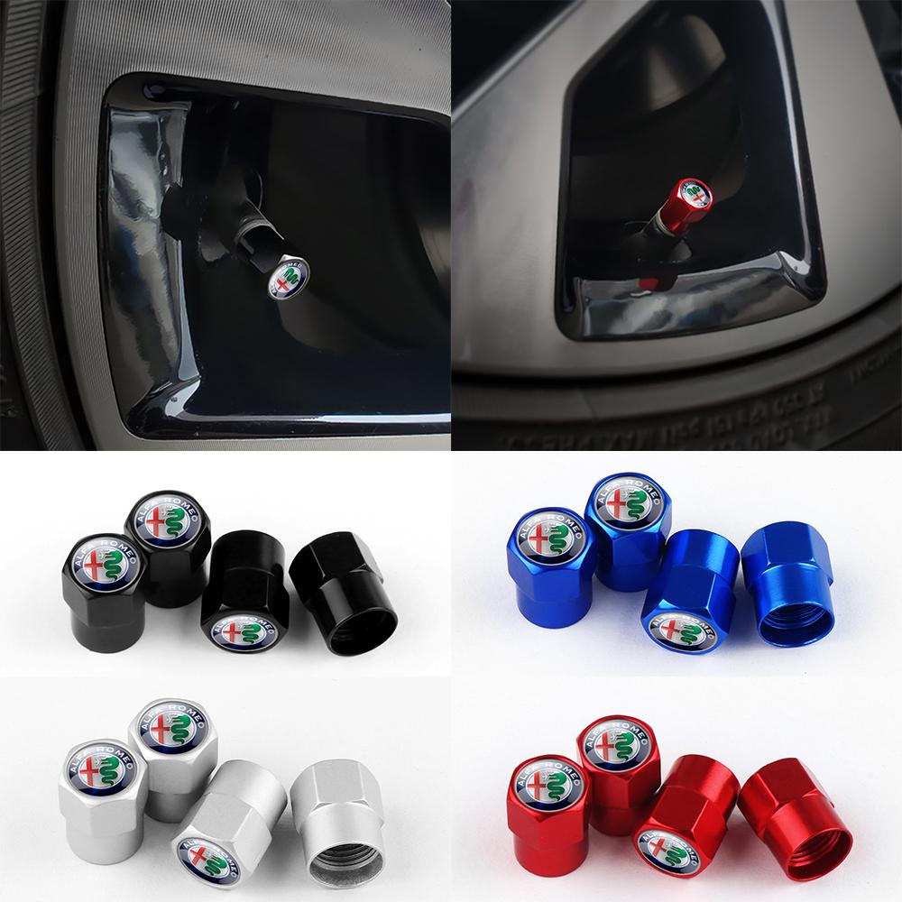 4Pcs Car Logo Emblem Wheel Valve Cap Auto Exterior Accessories For Alfa Romeo Giulia Stelvio Giulietta 19 147 Mito Tonale Brer ysdf45