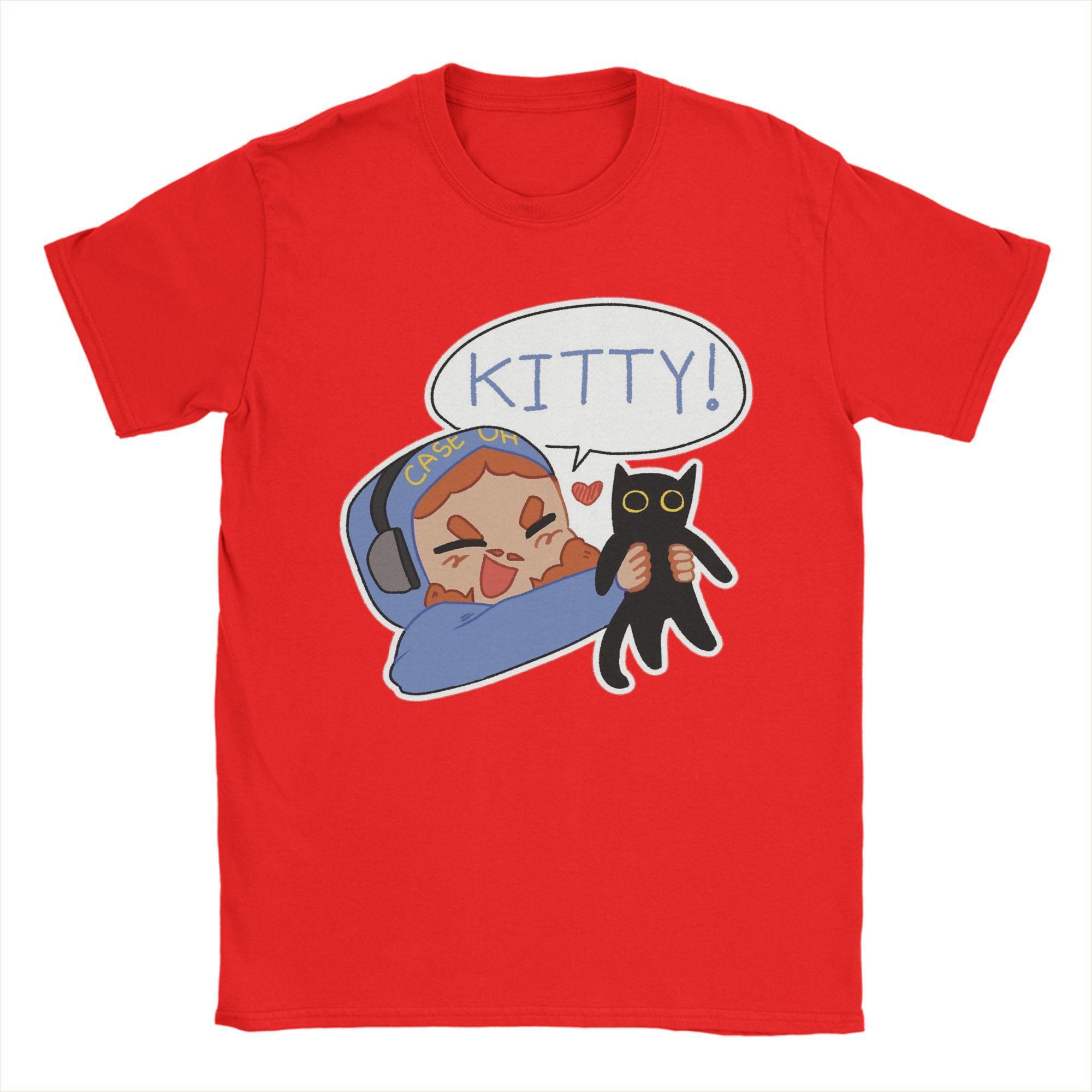 

Модная футболка Caseoh kitty для мужчин с круглым вырезом, 100% хлопок, с коротким рукавом, больших размеров S