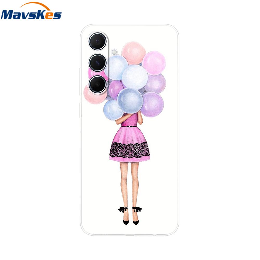 For Samsung Galaxy M35 5G Case Cute Cat Flower Painted Phone Cases For Samsung M35 Case M 35 SM-M356B Silicone Clear TPU Fundas