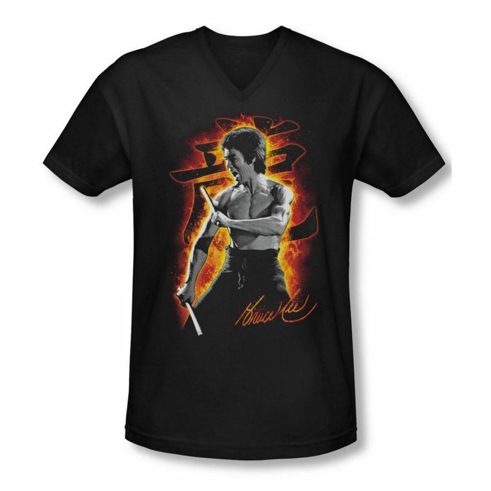 

Bruce Lee Dragon Fire Adult V Neck Unisex T-Shirt
