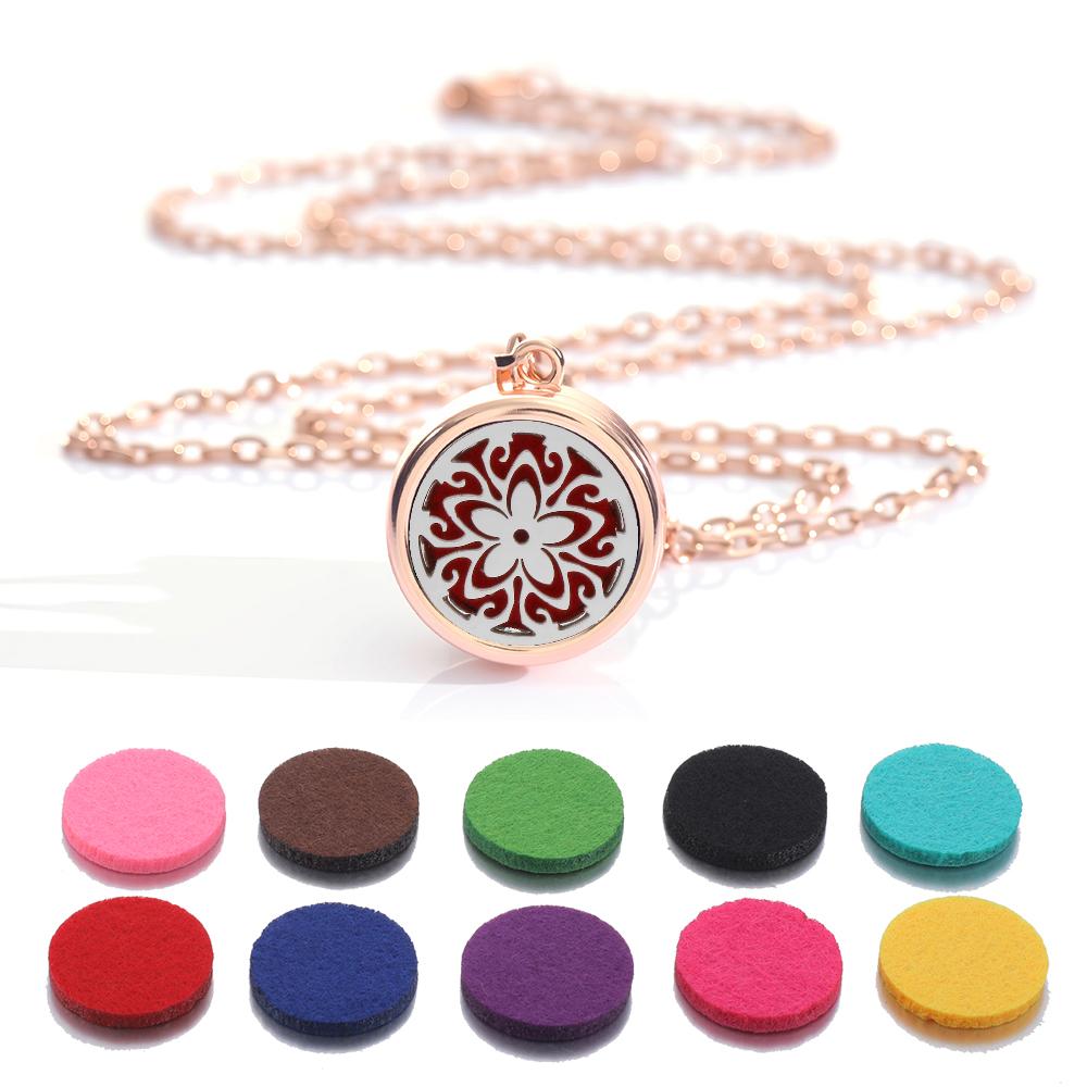New rose gold Tree Of Life Aromatherapy Perfume Locket Fashion Essential Oil Diffuser Necklace For Women Pendant Jewelry Gift