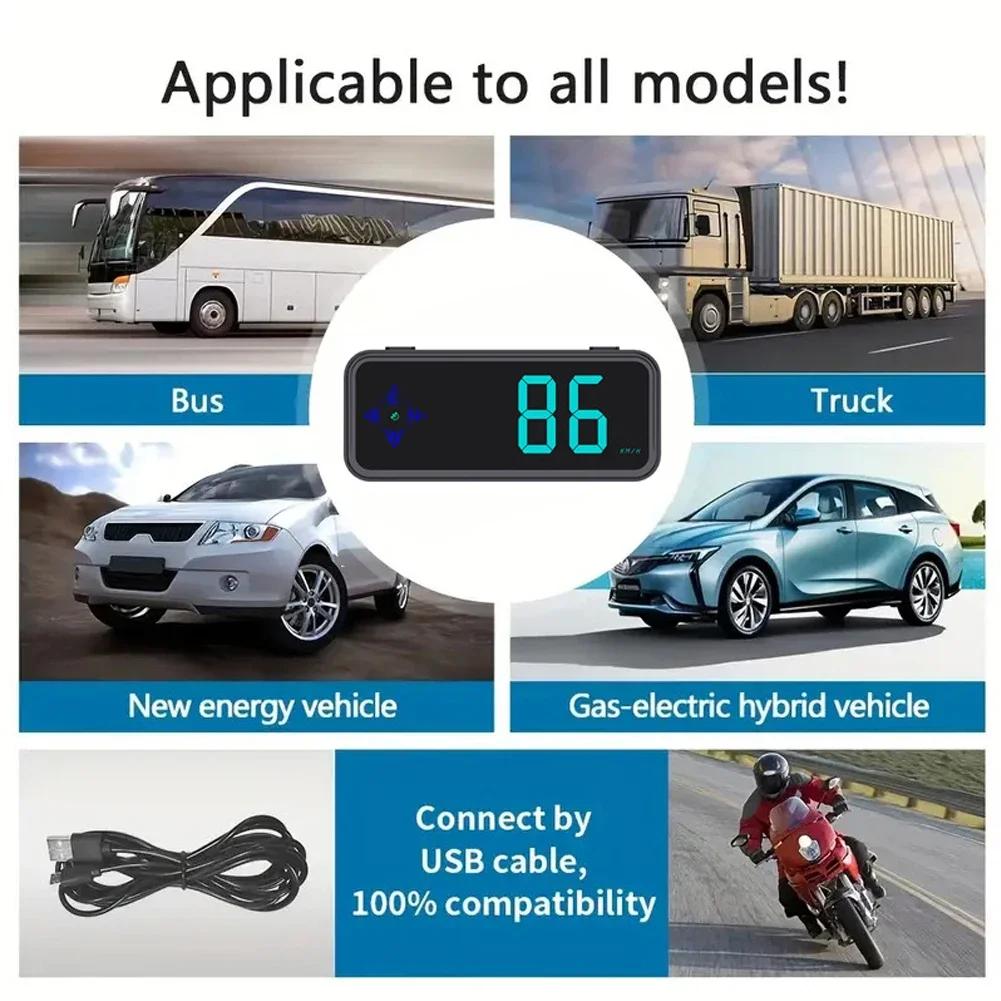 1pc Car Head-up Display with Compass Colorful LED Display Windshield Speed Projector Digital Car HUD Car Electronics Accessories