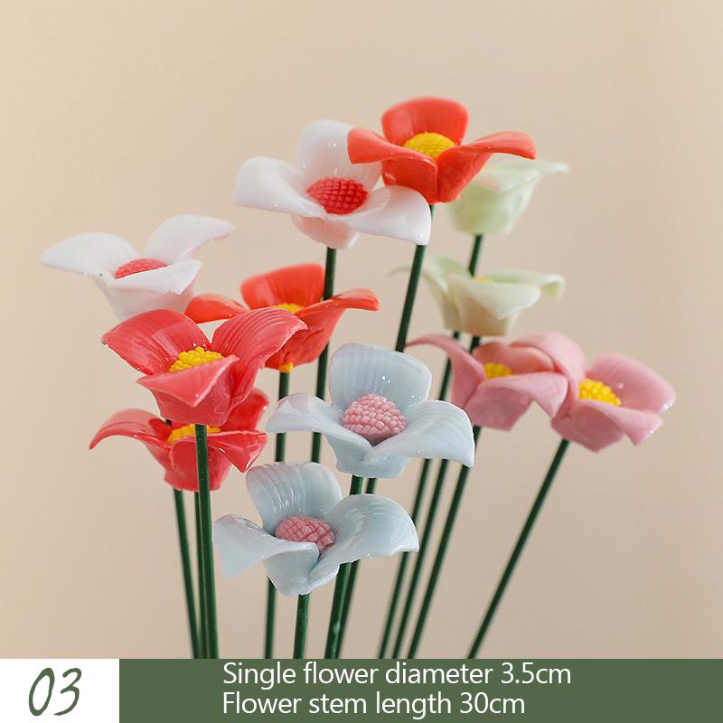5X Artificial Flower Ceramic Handmade Fake Flower Creative Art Floral Home Decor Party Wedding Garden Decor Valentine's Day Prop