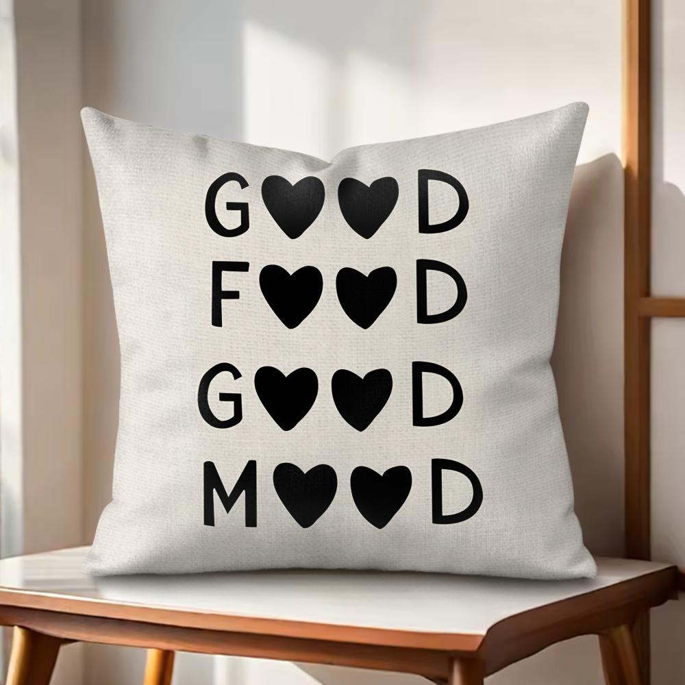 

Aesthetic Black Kitchen Love Cushion Cover Natural Linen Organic Fabric DoubleSided Printing Couch Pillow Covers Home Decor 30x30cm