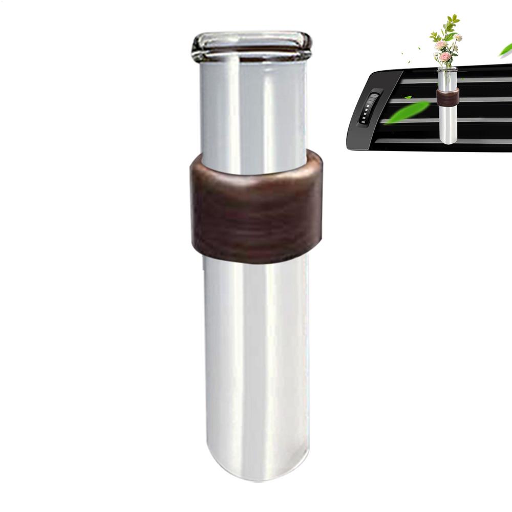 Car Vent Flower Vase Car Vase Vent Clip Plant Holder Hydroponics Wooden Stand Small Ornament Plant Terrarium For Men Women