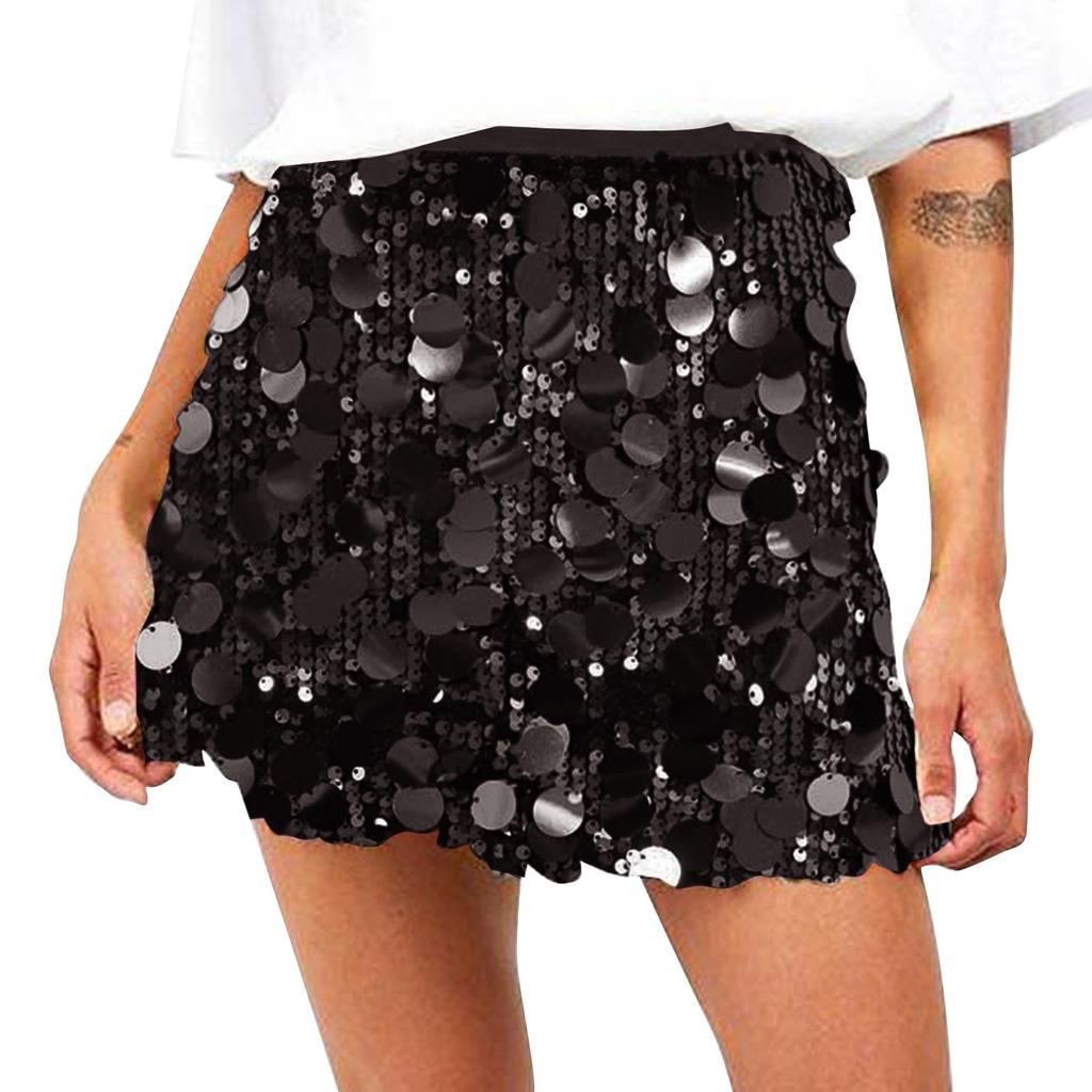 Women's High Waist Sexy Beaded Sequined Skirt Hip Skirt Short Skirt Short Skirt