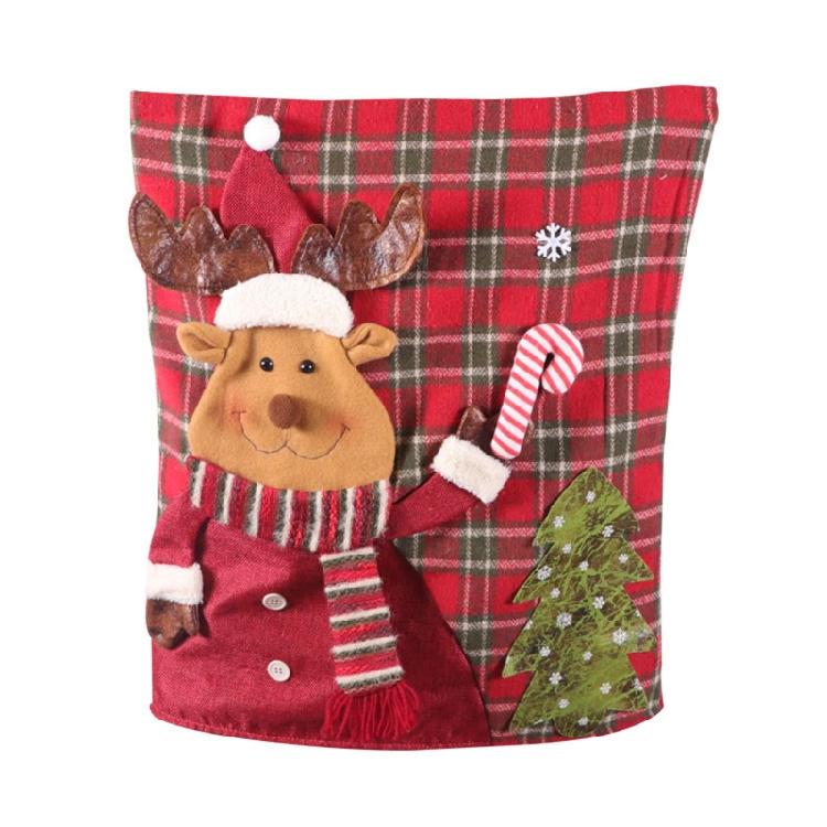 Christmas Chair Cap Plaid Chair Covers Decor Santa Claus Red Hat Chair Cap
