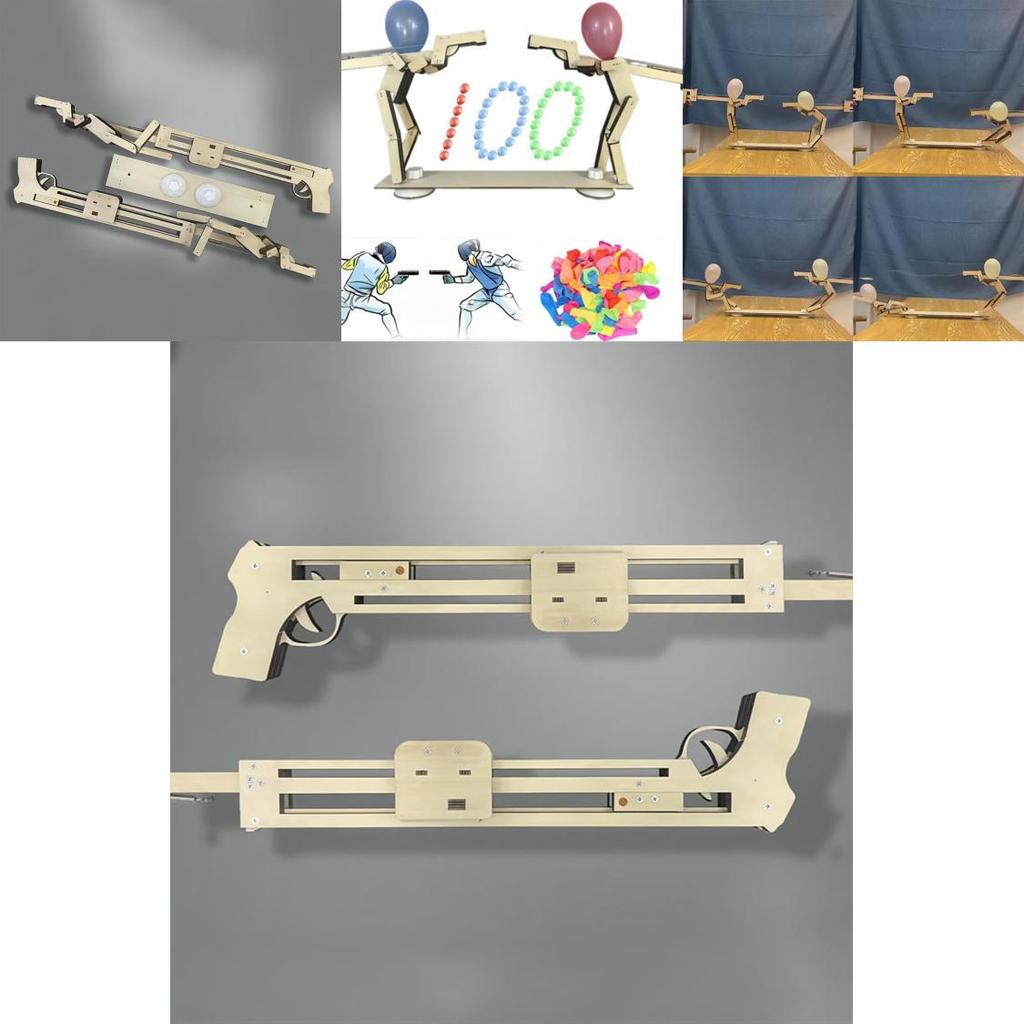 Manual Assembly Wooden Shooting Puppets Balloon Game Children Toys Set For Home And Party Play