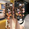 The New Model Is Suitable for Xiaomi Mi 15PRO Mobile Phone Case, Cartoon Fun Redmi Turbo4 Leopard Print Mickey Hand Rope Protective Case.