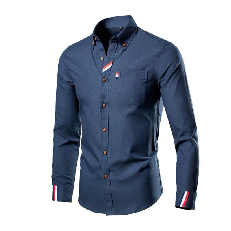 Men's Long-Sleeve Shirt With Colorful Stripes Casual Business Wear
