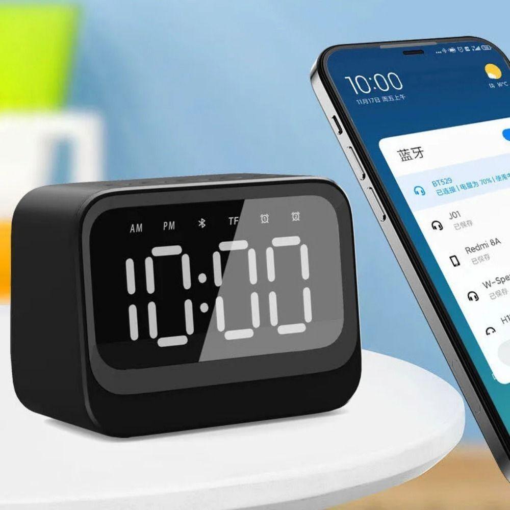Stereo Sound Bluetooth Speaker Digital Display FM Radio Creative Alarm Clock  Desktop