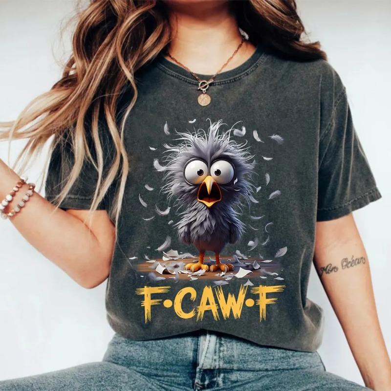 FCAWF Funny Shocked Bird Shirt Sarcastic Animal Humor Tee Summer Unisexs and Womens Loose and Breathable Tshirt Top