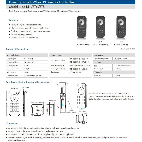 WZ1 Skydance 2CH*5A 12-36VDC ZigBee Wireless RF Dimmer LED Controller for Single Color Color Temperature LED Strip Light Lamp
