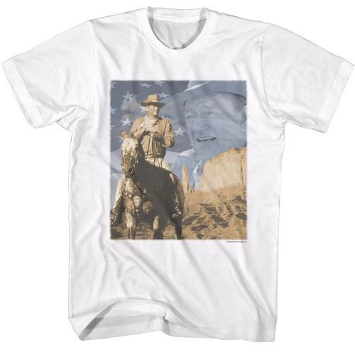 John Wayne Flag and Horse White TShirt Unisex T-Shirt XXL