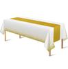 Elegant White Gold Disposable Plastic Tablecloth for Wedding Birthday Party Festival Table Cover Decor