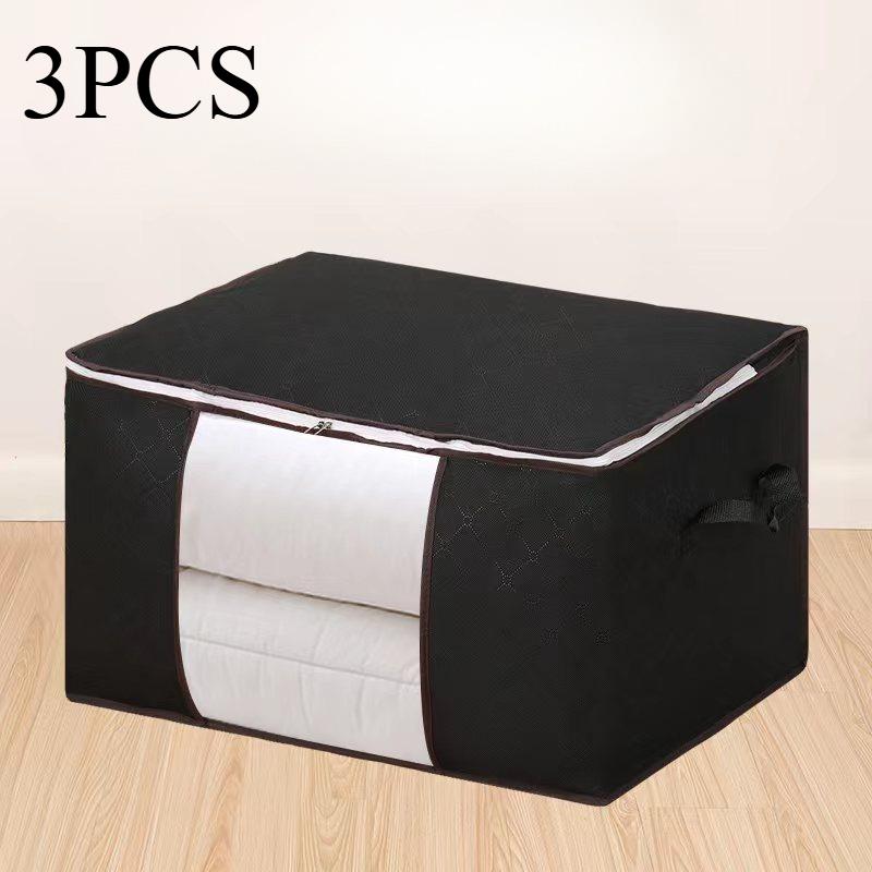 3pcs Large Storage Bag, Foldable Clothes Storage Box, Camping Sleeping Bag Storage Bag with Zipper and Lid,Suitable for Clothes