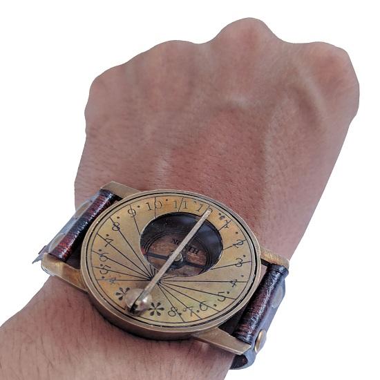 Antique Vintage Sundial Compass Leather Strap Retro Watch Compass Comfortable Nautical