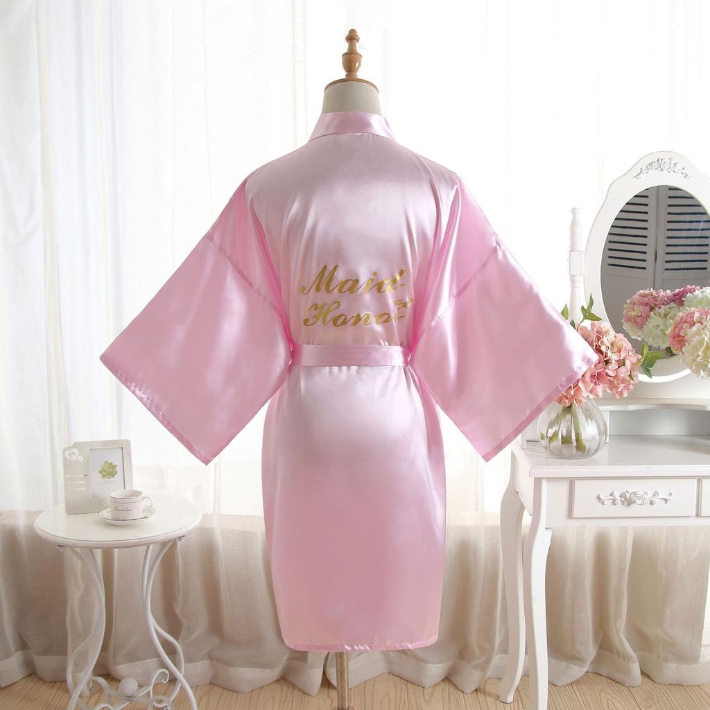 Comfortable Homewear Gold Dust Bridesmaid Maid of Honor Wedding Morning Robe Makeup Robe Robe Fashion Temperament Elegant Simulation Silk Cardigan