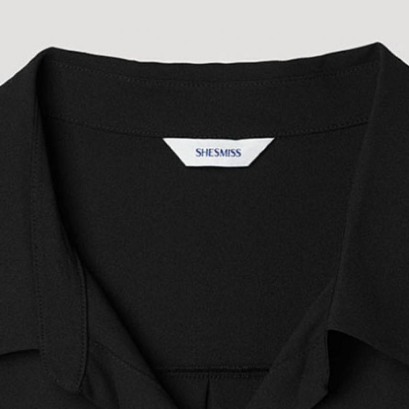 [She S miSS] Open Collar Slit blouSe SwwStp22020 Bk