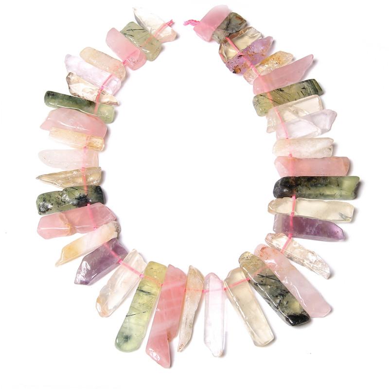 Top Drilled Natural Crystal Quartz lazuli Labradorite minerals Slice Point Beads Cut Crystal Stick Pendants Jewelry making Crown Half Strand