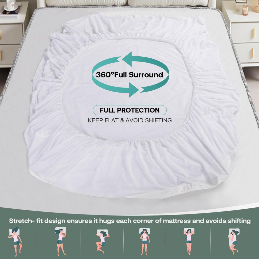 Waterproof Terry Mattress Cover Luxurious Hotel Quality Fitted Bed Sheet Protector Pad