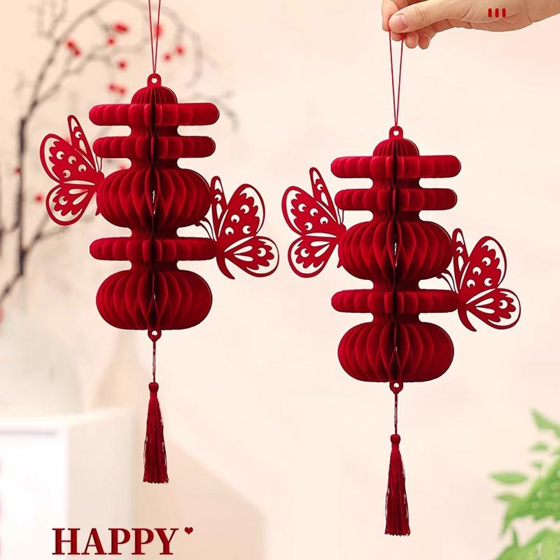 Red Traditional Wedding Wall Stickers Chinese Wedding Wall Decoration Decal Party Supplies Bow Decorative Door Stickers Gifts