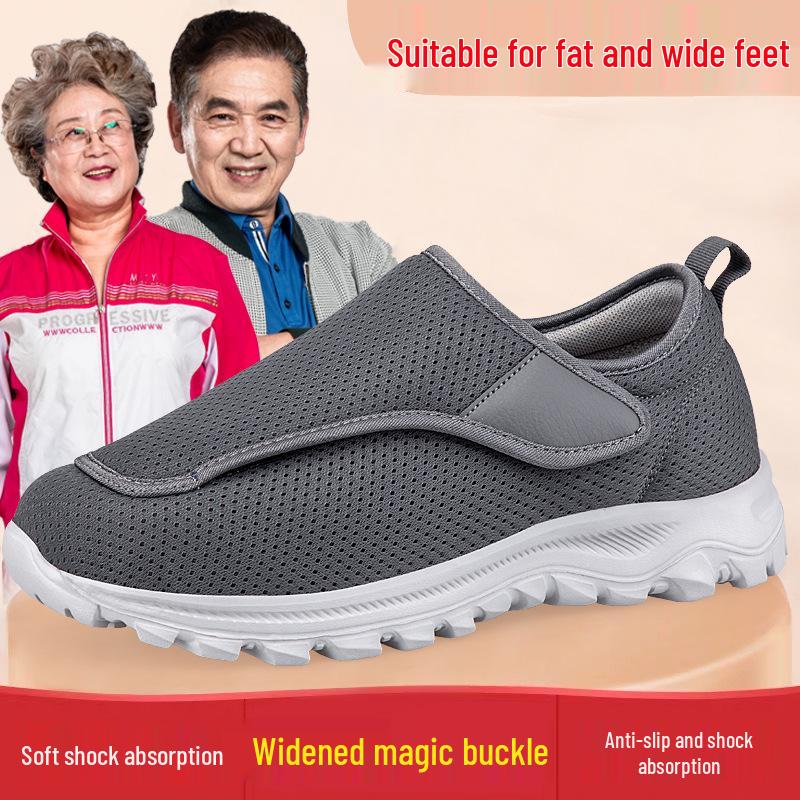 

Мужская диабетическая обувь для ходьбы с широким подъемом, регулируемая липучка для отека стопы 36