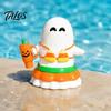 Office Desk Ghost Ornament Halloween Hawaii Bikini Figurine, Holding Pumpkin Cup Statue, Figurine Summer Vacation Resin Sculpture for Decoration