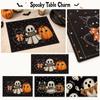 Linen Halloween Placemats Set of 4 Washable Stain Resistant Heat Insulation Table Mats for Dining Table Decor Holiday Kitchen Restaurant Use
