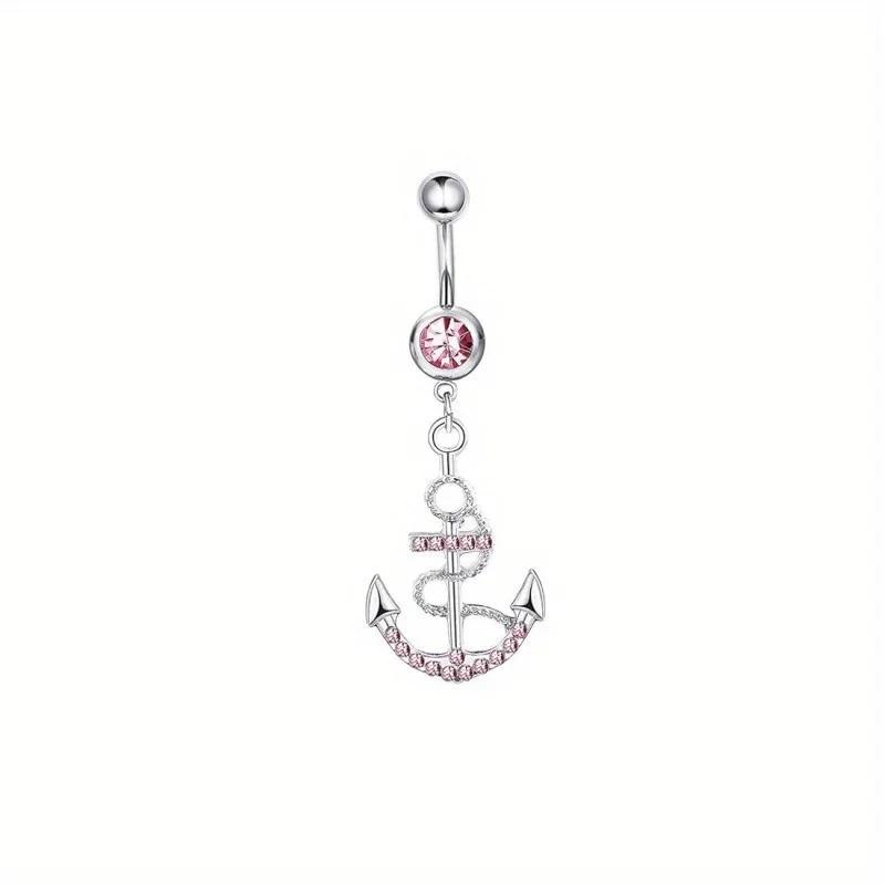 Bobisty 1Pc Stainless Steel Surgical Dangle Belly Button Rings for Women Curved Navel Barbell Body Piercing Fashion Jewelry