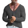 Men's V-neck Wool Knit Sweater Pullover for Autumn and Winter