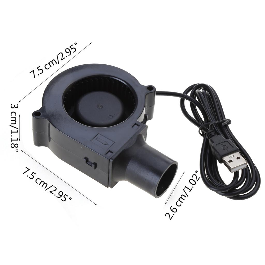 New 7530 5V USB Powered Fan with One Speed Controller- Compact and Quiet Blower for Barbecue and Camping