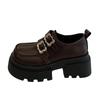 Thick-soled black small leather shoes women's 2024 new spring, autumn and winter single shoes versatile height-increasing British style loafers