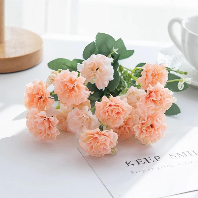 

15 Heads Small Carnation for Wedding Arch Decor Christmas Garland Accessories Home Floral Arrangement Artificial Flowers 1pc шампанського