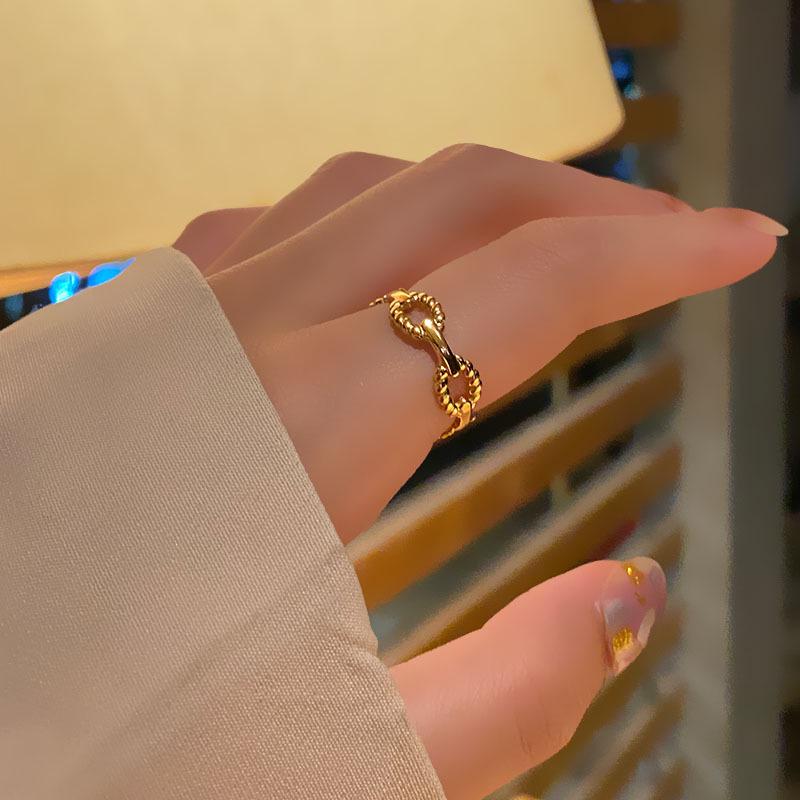 Korean-Style Geometric Titanium Steel Adjustable Index Ring