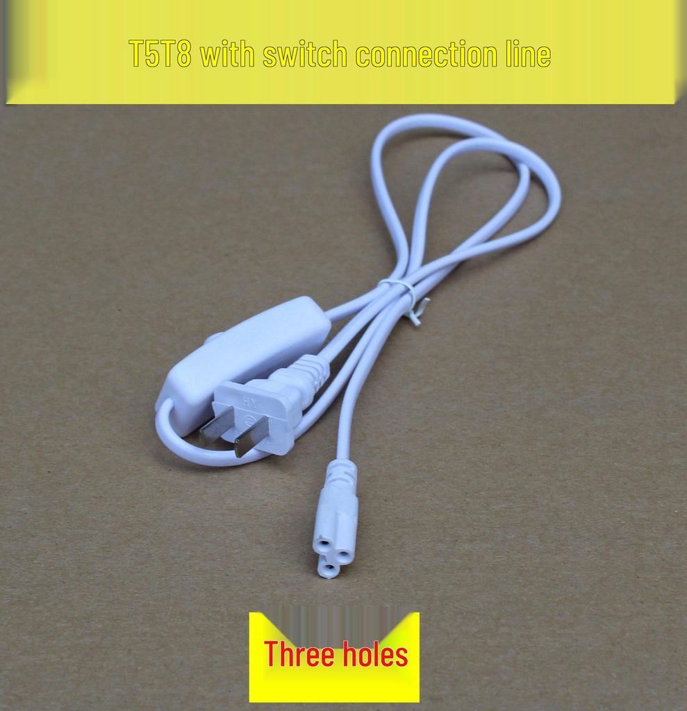 LED Tube Extension Cord: T5T8 with 303 Switch, 1 To 1.8m, Three-Pin Plug