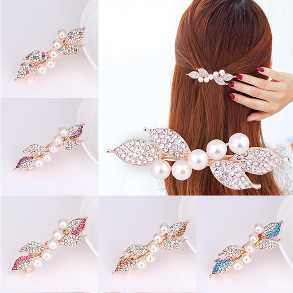 Crystal Pearl Hairpin Holiday Wedding Engagement Decoration Fashion Hair Clip Portable Accessories for Girls Women