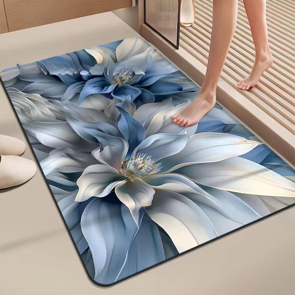 Flower Printing Bathroom Thickening Mat Bath Non-slip Carpets In Wash Basin Bathtub Side Floor Rug Shower Room Doormat Memory Foam 3D Pad