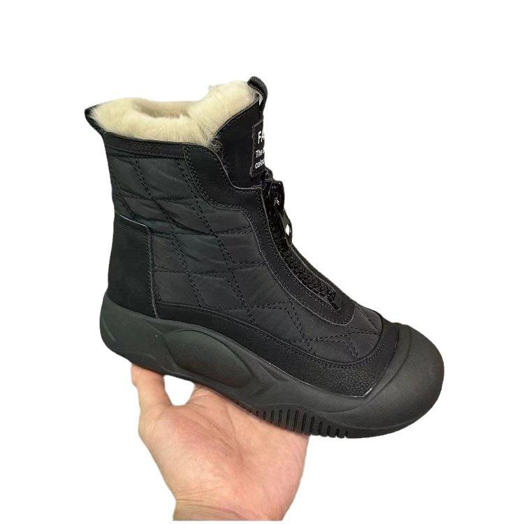 Thick-soled front zipper velvet warm snow boots women's winter new fashion casual comfortable warm women's boots