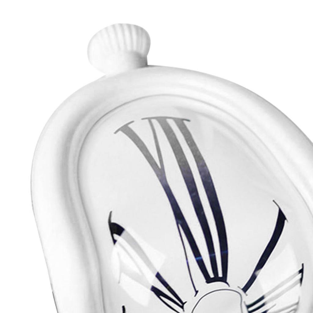 Melting Clock Plastic Retro Decorative Electroplated Metal Paint Desk Table Clock for Office White