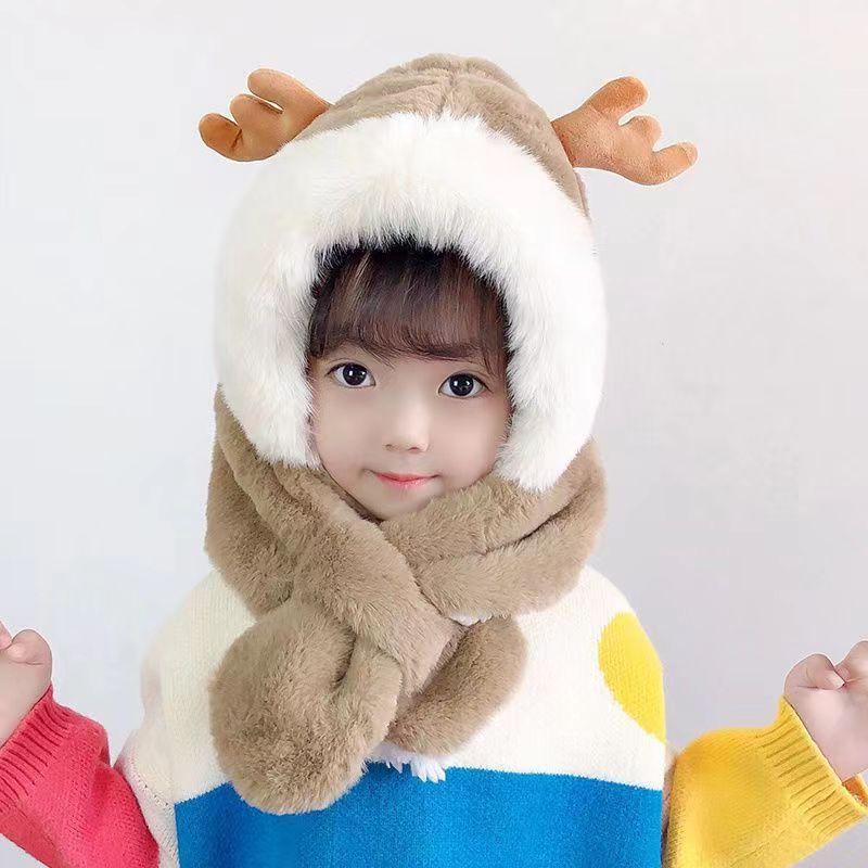 Unisex Winter Windproof Hat and Scarf Set for Kids with Face and Ear Protection